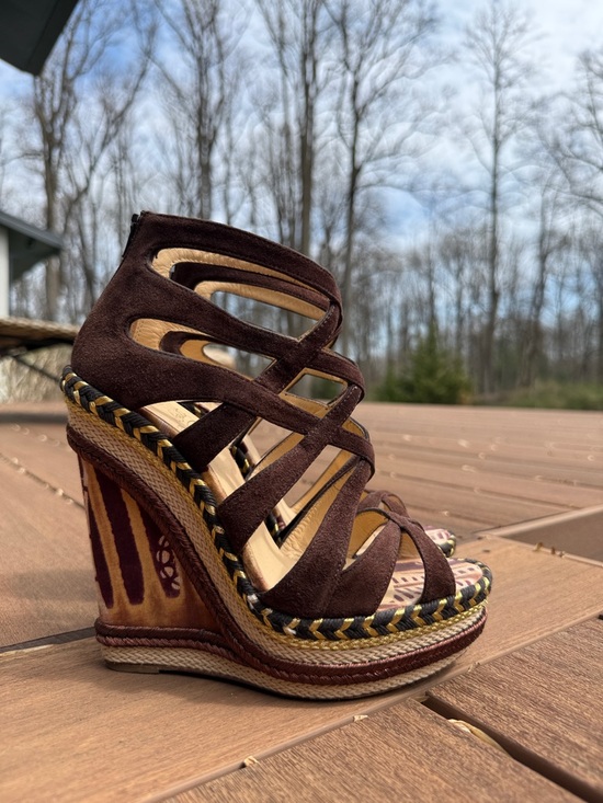 Christian Louboutin Shoes - Christian Louboutin Tosca Suede Caged Wedges 36 / 6